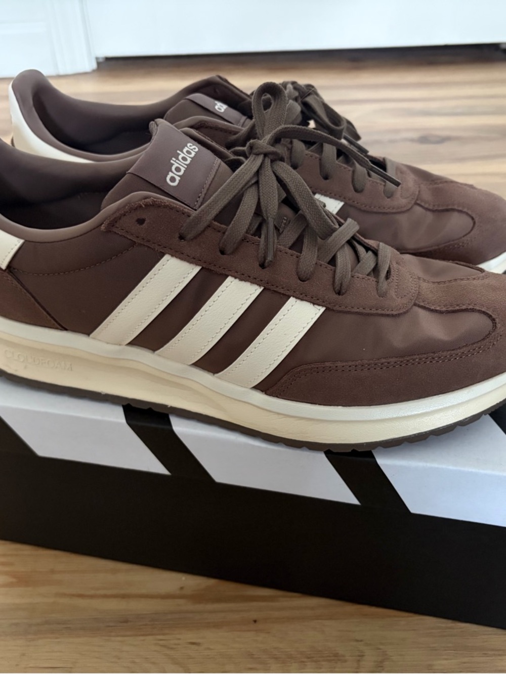 adidas Men’s Brown Sneakers with White Stripes